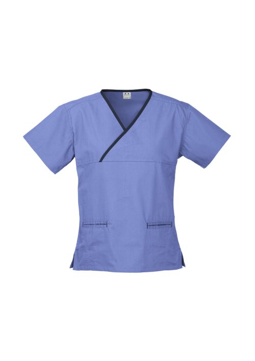Ladies Contrast Crossover Scrub Top / Biz Collection