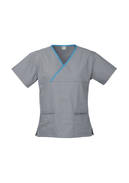 Ladies Contrast Crossover Scrub Top / Biz Collection