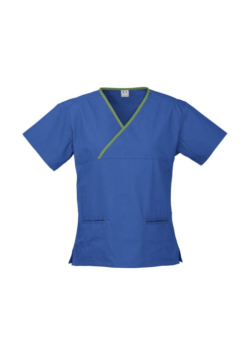 Ladies Contrast Crossover Scrub Top / Biz Collection