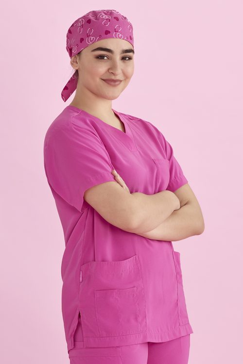 Printed Unisex Pink Scrub Cap - CSC246U